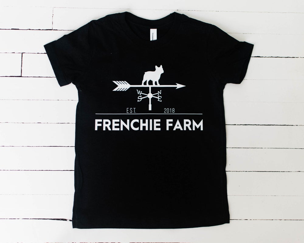 Frenchie Farm. Unisex Youth Tee. Black