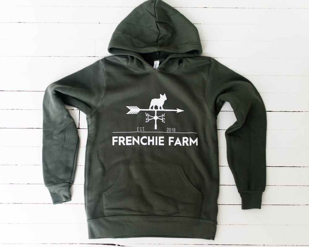 Frenchie Farm. Youth Sweatshirt. Olive