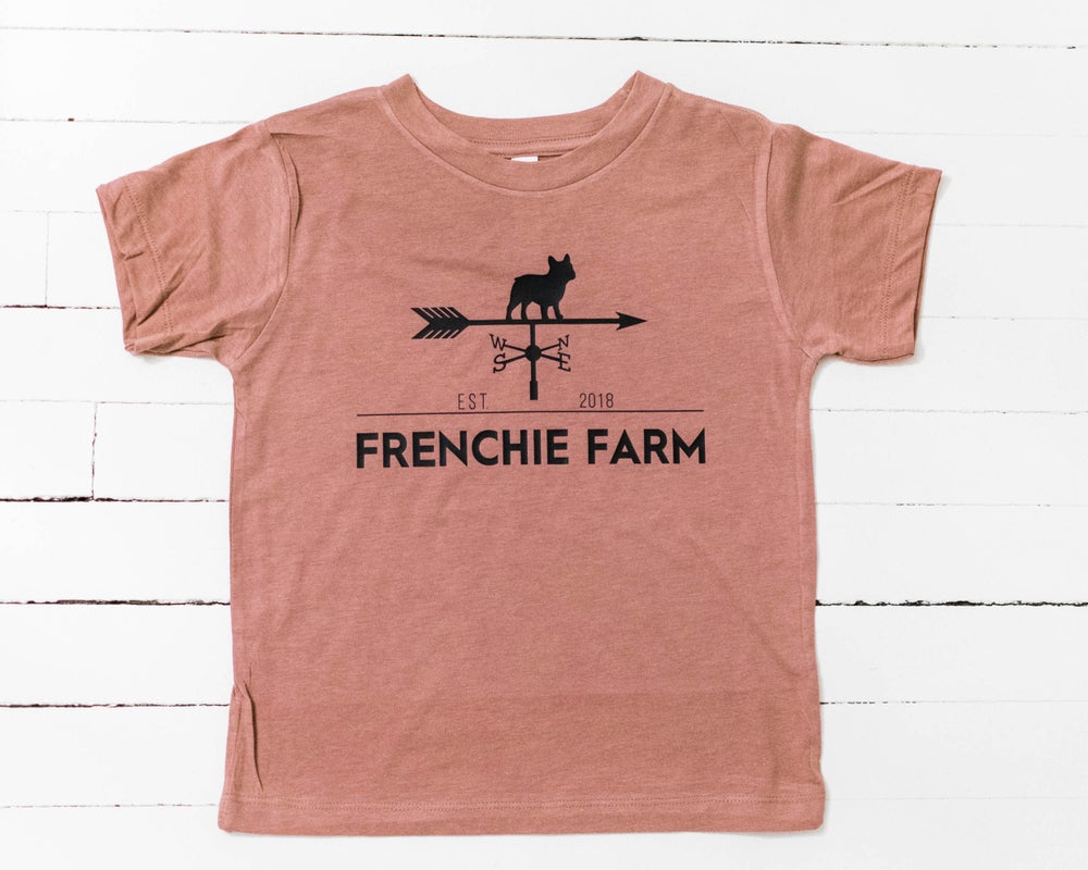 Frenchie Farm. Toddler Tee. Mauve