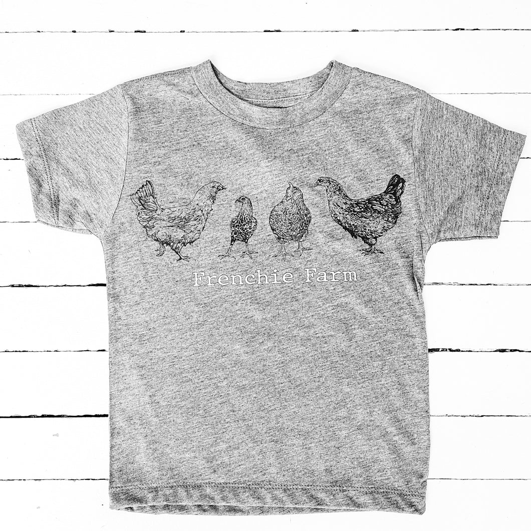 Chickens. Toddler Tee. Heather Gray
